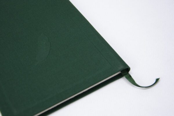 Detalle del relieve de la portada trasera del libro verde